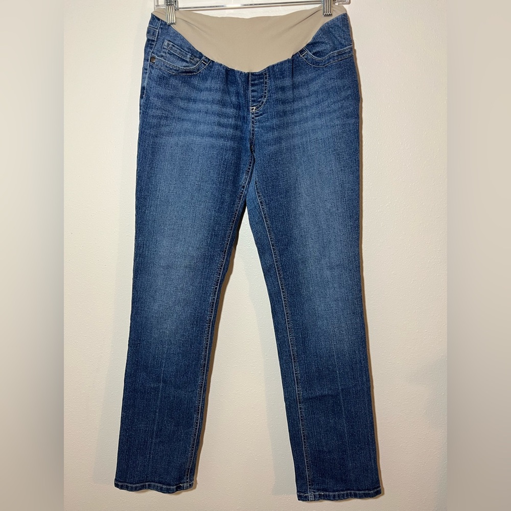 Indigo Blue Straight Leg Maternity Jeans, M